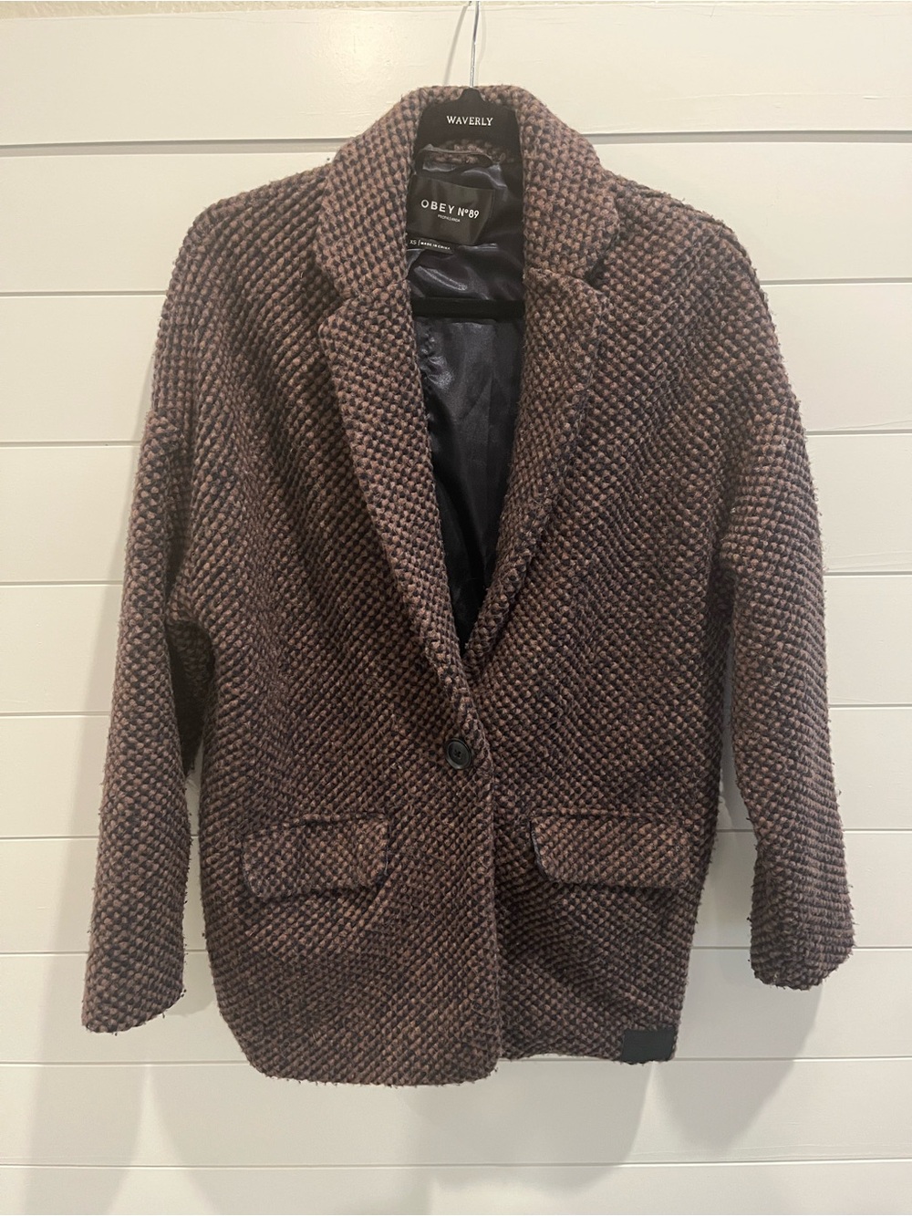 Obey Women's Brown Textured Single-Button Blazer